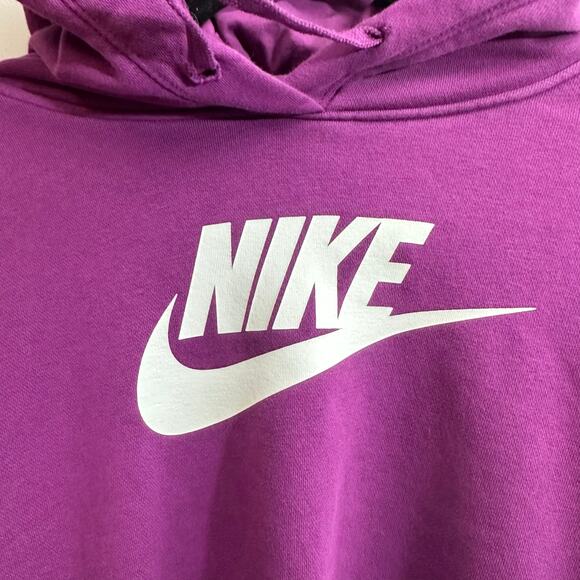 Nike Purple Center Logo Cropped Pullover Hoodie Women's Small *FLAWED Loungewear - Picture 2 of 7